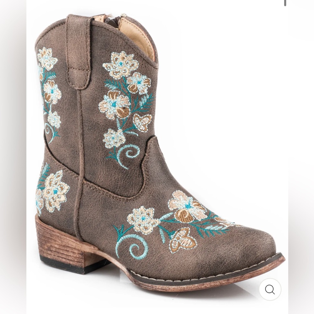 NWT Roper Little Kids Floral Embroidered Western Boots Brown Turquoise Size 2